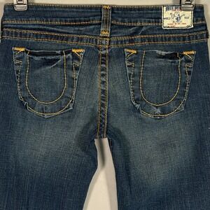 True Religion Bobby Low Rise Straight Leg Jeans Contrast Stitch Size 30